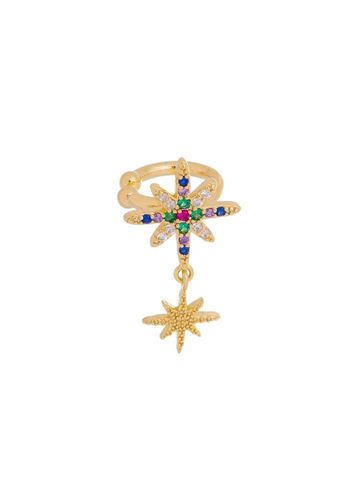 Brinco ouro piercing fake estrela colorida