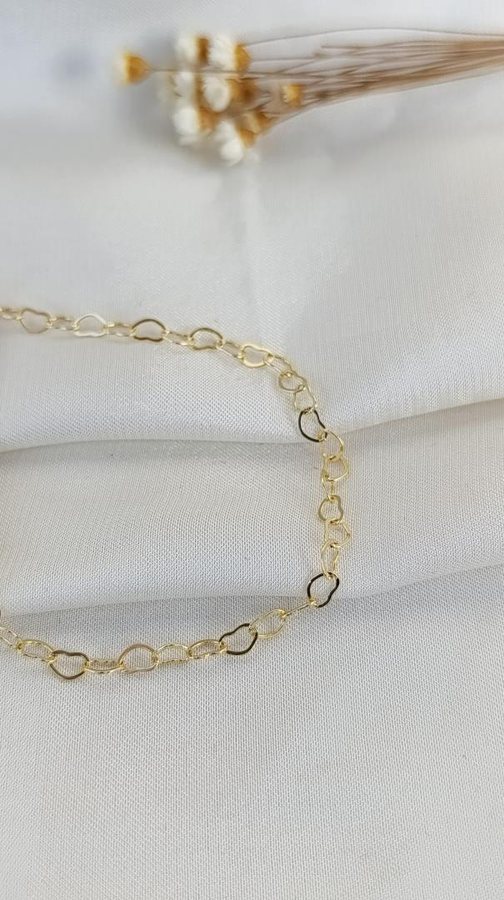 Pulseira ouro corrente coração g