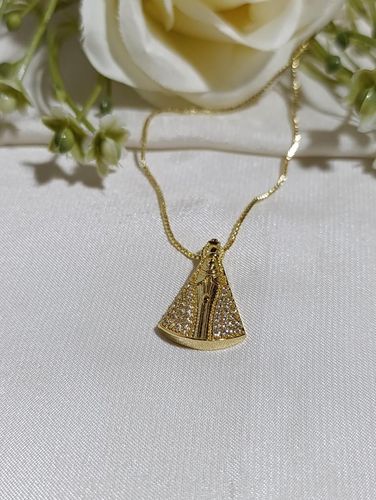 Colar OURO SANTA CRAVEJADA CRISTAL