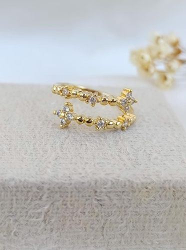 Anel ouro ajustavel cravejado