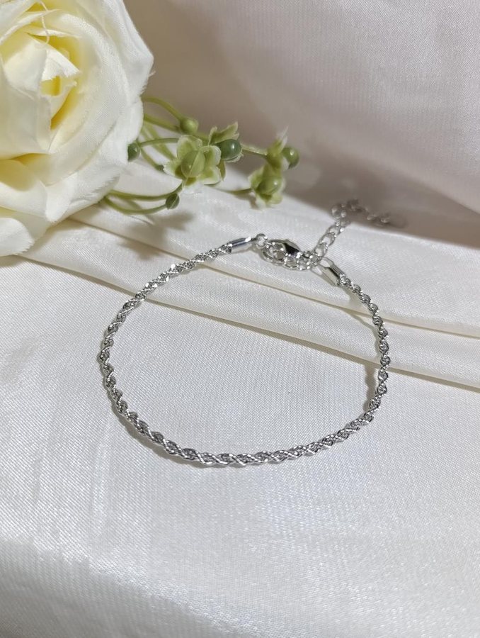 Pulseira rodio cordão baiano fino