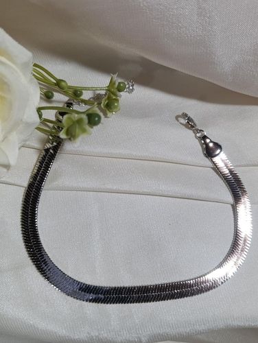 Colar rodio chocker fita larga
