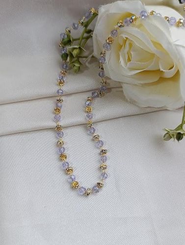 Colar ouro cristais lilas