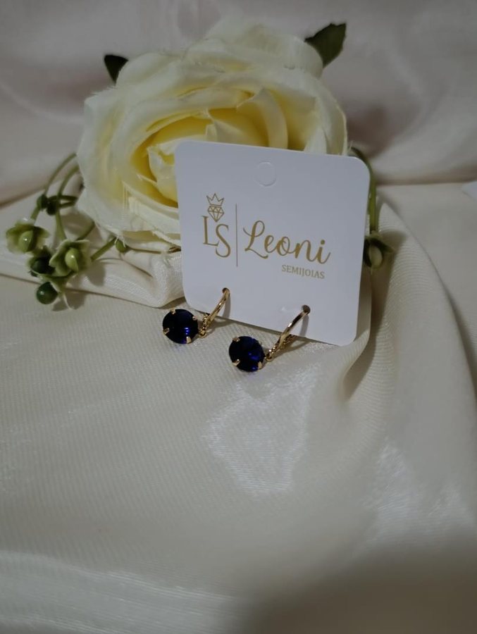 Brinco ouro argolinha azul M
