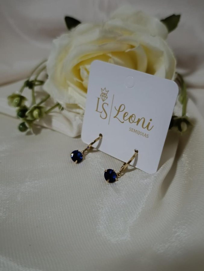 Brinco ouro argolinha azul P