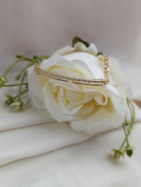 Pulseira ouro grume linha cravej.