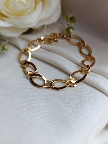 Pulseira ouro chapas grandes vazadas