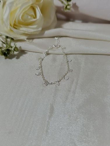 Pulseira prata infantil corações