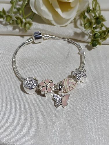 Pulseira prata pandora lilas