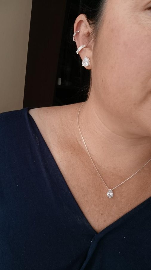 Conjunto prata gota ponto de luz