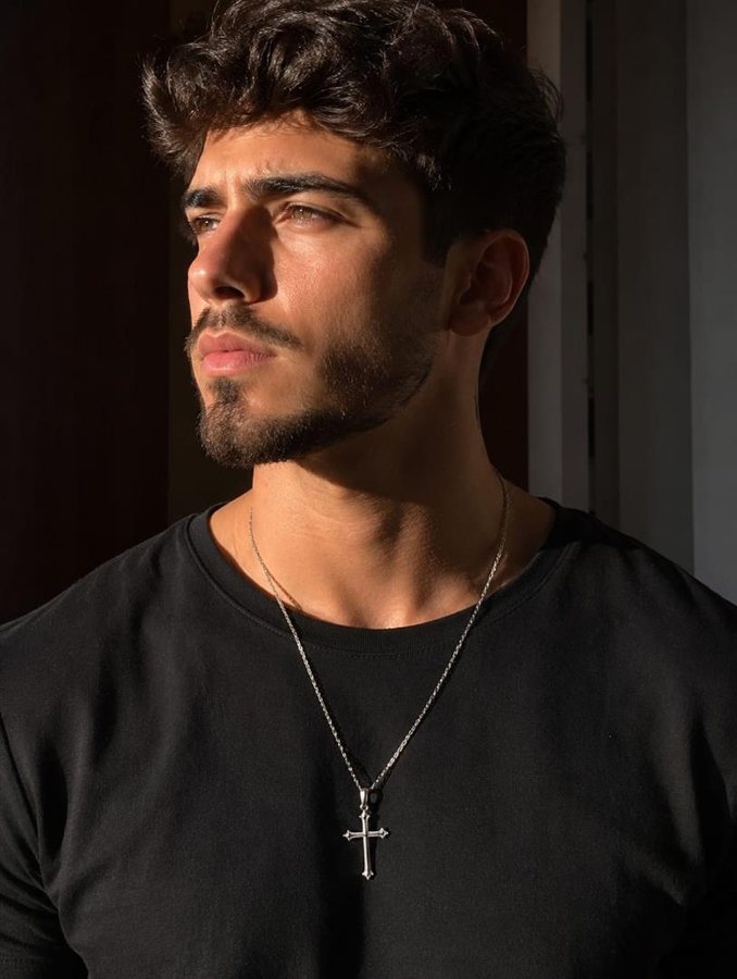 Colar prata cartier fino cruz masc