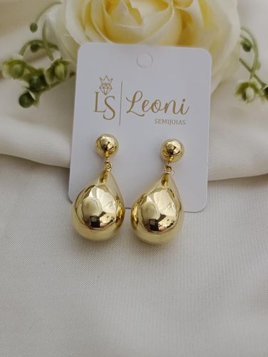 Brinco ouro esfera e gota